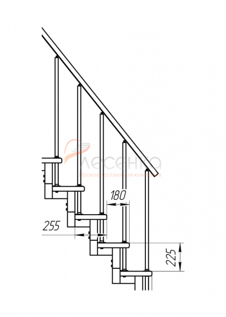 Модульная малогабаритная лестница Компакт 5/7 (h 3150-3375) - фото 2