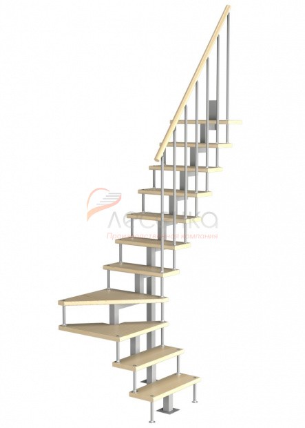 Модульная малогабаритная лестница Компакт 2/7 (h 2475-2700) - фото 1