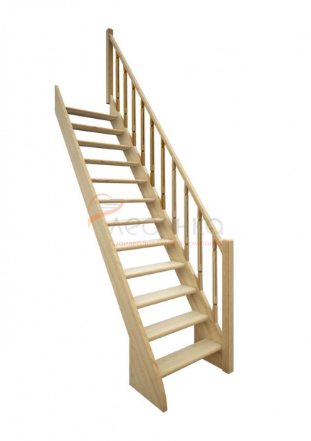 Деревянная лестница прямая ЛЕС-12 - фото 1