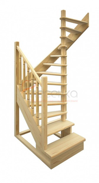 Деревянная межэтажная лестница ЛЕС-03 - фото 1