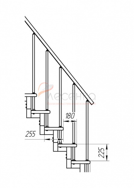 Модульная малогабаритная лестница Компакт 2/8 (h 2700-2925) - фото 2