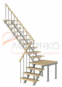 Комбинированная межэтажная лестница ЛЕС-05-3 (поворот 90°, h 3 м)