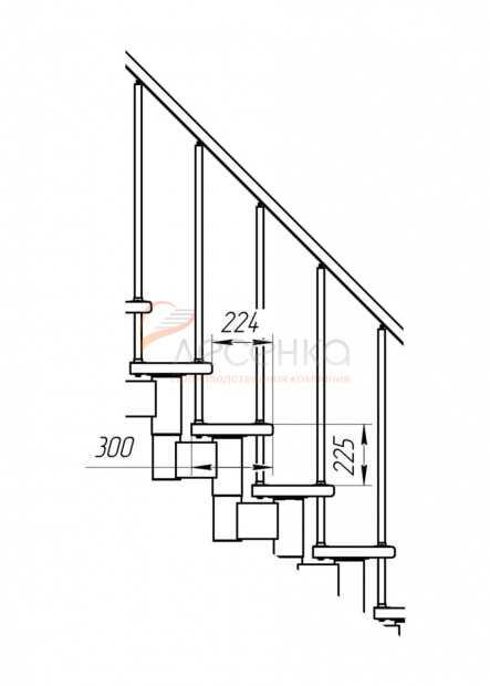 Модульная лестница Комфорт 3/2/6 (h 2925-3055) - фото 2