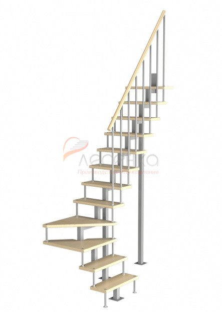 Модульная малогабаритная лестница Компакт 2/8 (h 2700-2925) - фото 1