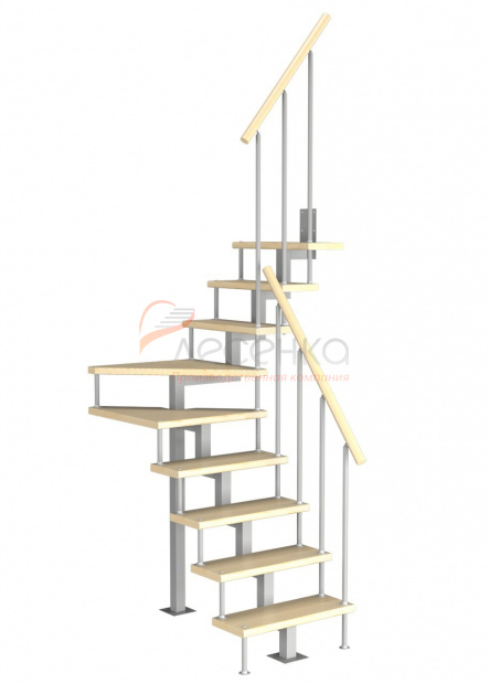 Модульная малогабаритная лестница Компакт 4/3 (h 2025-2250) - фото 1