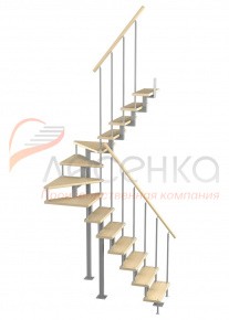 Модульная малогабаритная лестница Эксклюзив 6/0/4 (h 3150-3375)