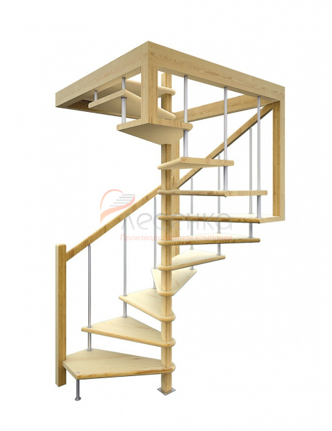 Деревянная межэтажная лестница ЛЕС-10 - фото 1